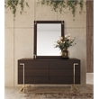 Pemberly Row Modern Smoked Ash Mirror with Gold Accents