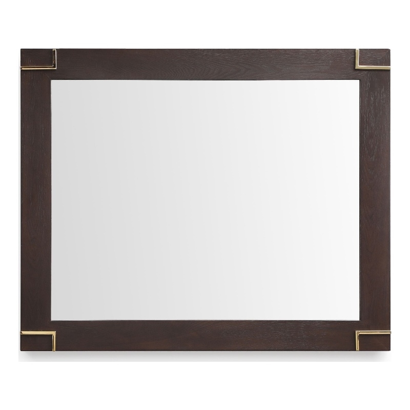 Pemberly Row Modern Smoked Ash Mirror with Gold Accents