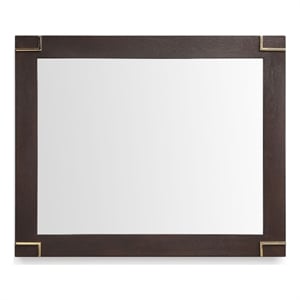 Pemberly Row Modern Smoked Ash Mirror with Gold Accents