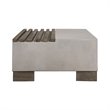 Pemberly Row Modern Concrete Stone Coffee Table with Acacia Top