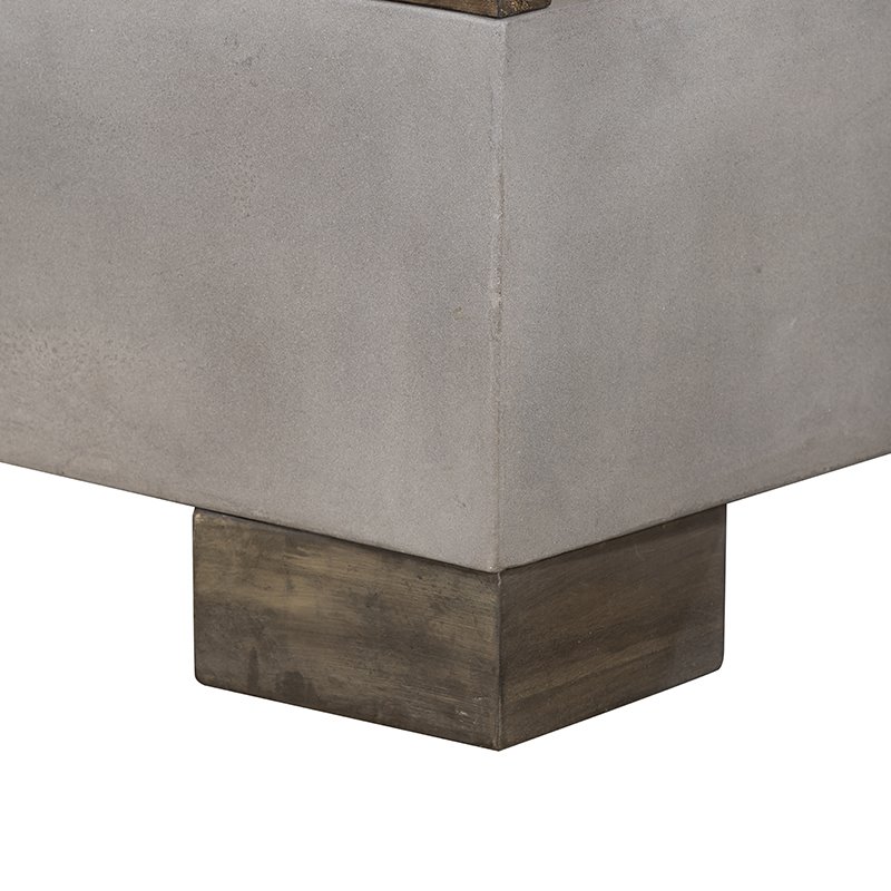 Pemberly Row Modern Concrete Stone Coffee Table with Acacia Top