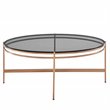 Pemberly Row Round Coffee Table in Clear Glass & Rose Gold Finish