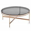 Pemberly Row Round Coffee Table in Clear Glass & Rose Gold Finish