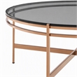 Pemberly Row Round Coffee Table in Clear Glass & Rose Gold Finish