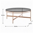 Pemberly Row Round Coffee Table in Clear Glass & Rose Gold Finish