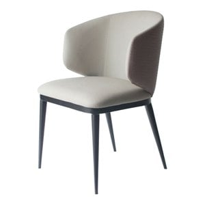 Pemberly Row Modern Faux Leather Dining Armchair in Beige and Black