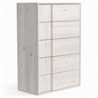 Pemberly Row Modern 5-Drawer Oak Wood Chest in White Washed Finish