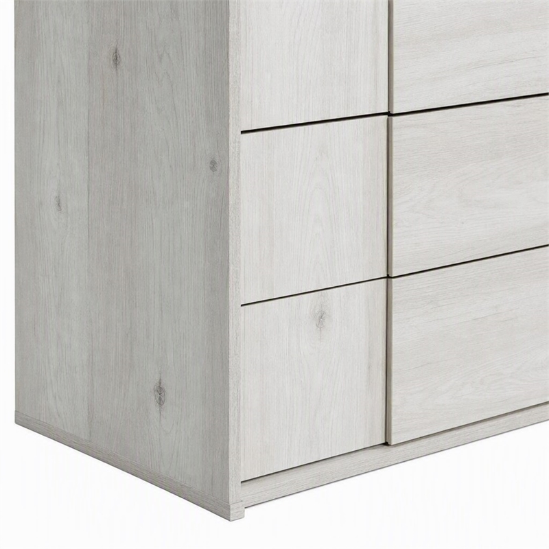 Pemberly Row Modern 5-Drawer Oak Wood Chest in White Washed Finish