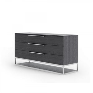 Pemberly Row Elm Veneer Wood and Steel Dresser in Gray with 3 Drawers