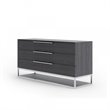 Pemberly Row Elm Veneer Wood and Steel Dresser in Gray with 3 Drawers