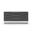 Pemberly Row Elm Veneer Wood and Steel Dresser in Gray with 3 Drawers