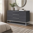 Pemberly Row Elm Veneer Wood and Steel Dresser in Gray with 3 Drawers