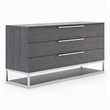 Pemberly Row Elm Veneer Wood and Steel Dresser in Gray with 3 Drawers