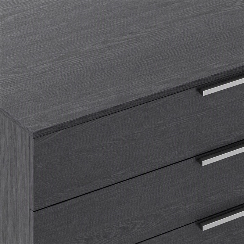 Pemberly Row Elm Veneer Wood and Steel Dresser in Gray with 3 Drawers