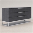 Pemberly Row Elm Veneer Wood and Steel Dresser in Gray with 3 Drawers