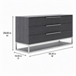 Pemberly Row Elm Veneer Wood and Steel Dresser in Gray with 3 Drawers
