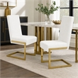 Pemberly Row Faux Leather Dining Chairs in White with Gold Base (Set of 2)