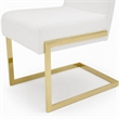 Pemberly Row Faux Leather Dining Chairs in White with Gold Base (Set of 2)