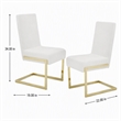 Pemberly Row Faux Leather Dining Chairs in White with Gold Base (Set of 2)