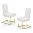 Pemberly Row Faux Leather Dining Chairs in White with Gold Base (Set of 2)