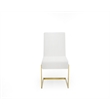 Pemberly Row Faux Leather Dining Chairs in White with Gold Base (Set of 2)