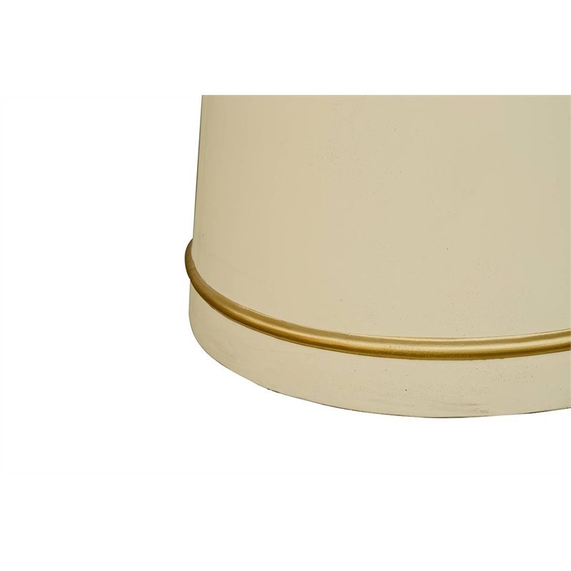 Pemberly Row Modern Round Marble Coffee Table in Off White with Brass Accents