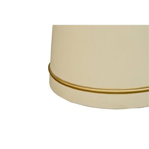 Pemberly Row Modern Round Marble Coffee Table in Off White with Brass Accents