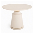 Pemberly Row Modern Round Marble Coffee Table in Off White with Brass Accents