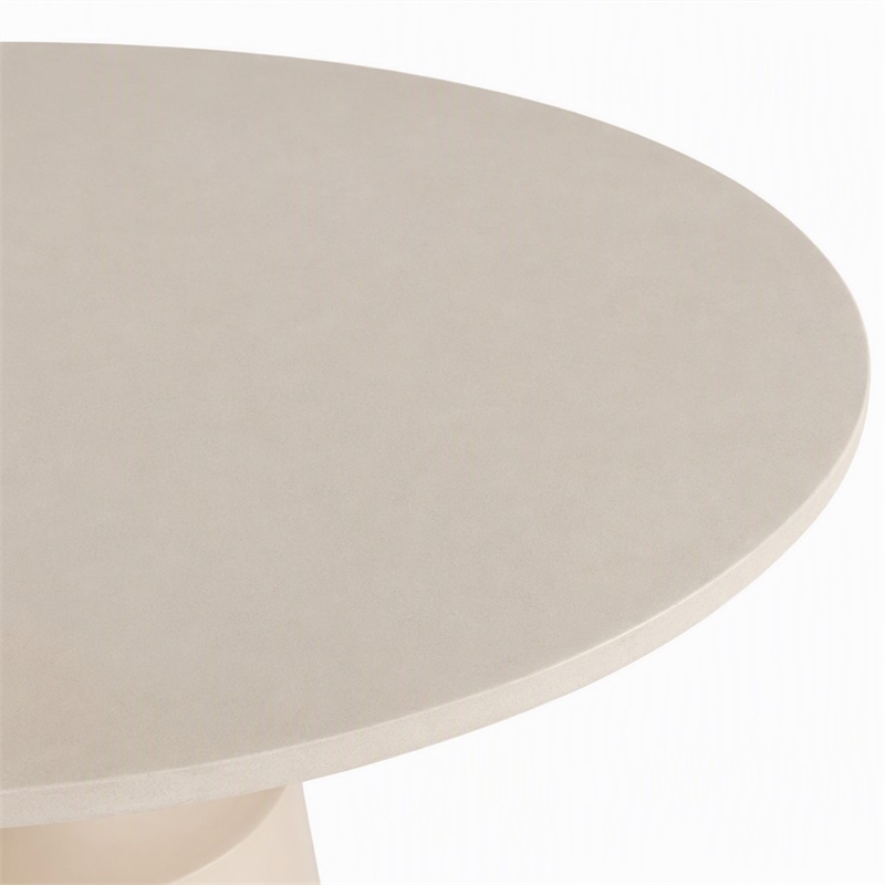 Pemberly Row Modern Round Marble Coffee Table in Off White with Brass Accents
