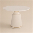 Pemberly Row Modern Round Marble Coffee Table in Off White with Brass Accents