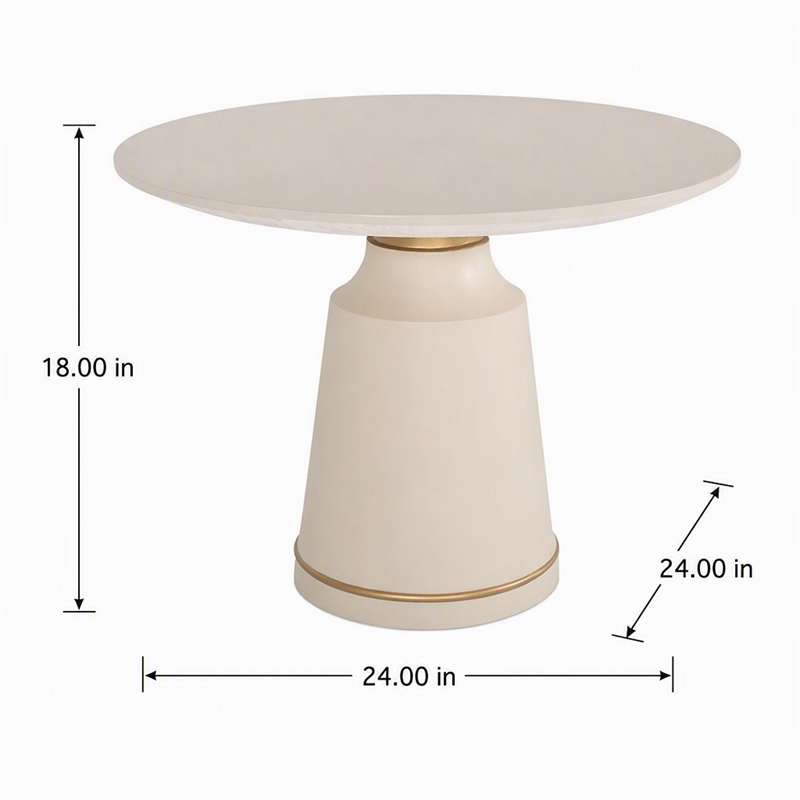 Pemberly Row Modern Round Marble Coffee Table in Off White with Brass Accents