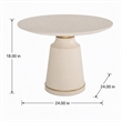 Pemberly Row Modern Round Marble Coffee Table in Off White with Brass Accents