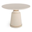 Pemberly Row Modern Round Marble Coffee Table in Off White with Brass Accents