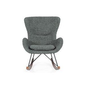 Pemberly Row Modern Fabric Rocking Chair with Walnut Rails in Gray