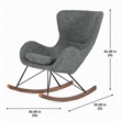 Pemberly Row Modern Fabric Rocking Chair with Walnut Rails in Gray