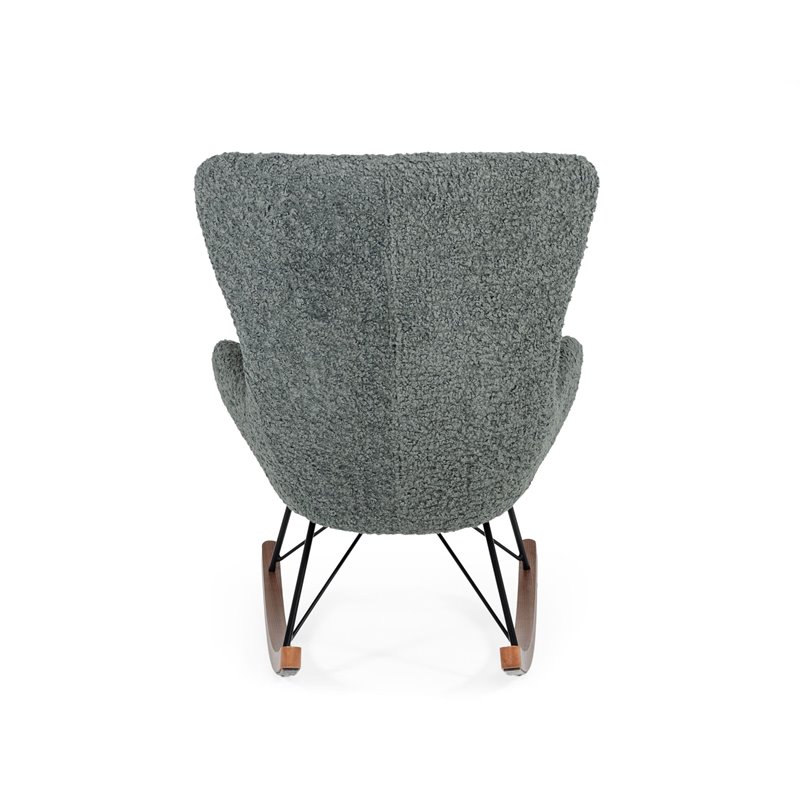 Pemberly Row Modern Fabric Rocking Chair with Walnut Rails in Gray