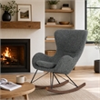 Pemberly Row Modern Fabric Rocking Chair with Walnut Rails in Gray