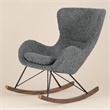 Pemberly Row Modern Fabric Rocking Chair with Walnut Rails in Gray
