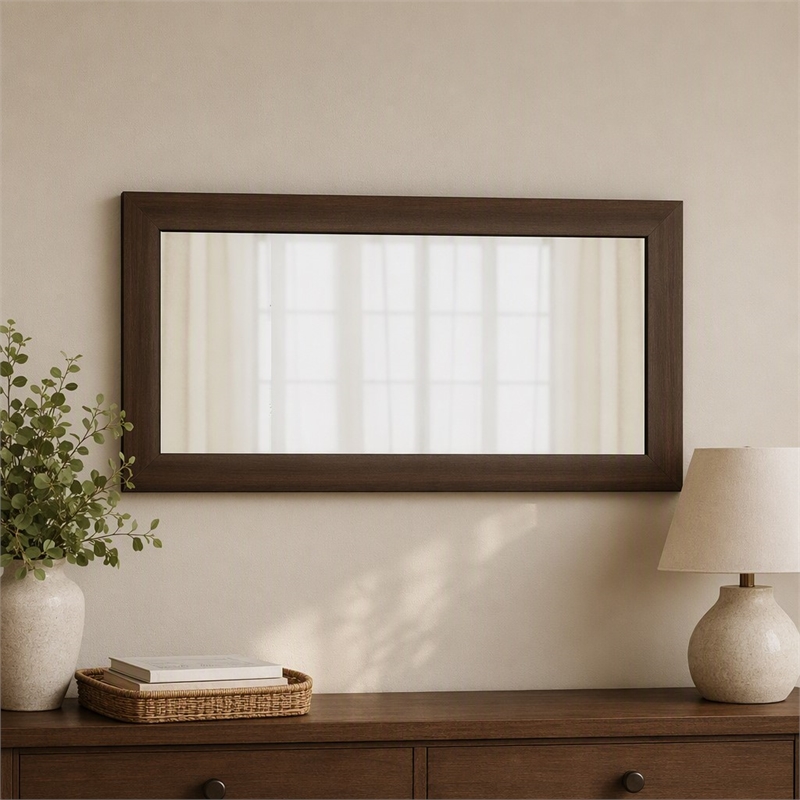 Pemberly Row 28x47 in Rectangular Wood Mirror in Acacia Brown Finish