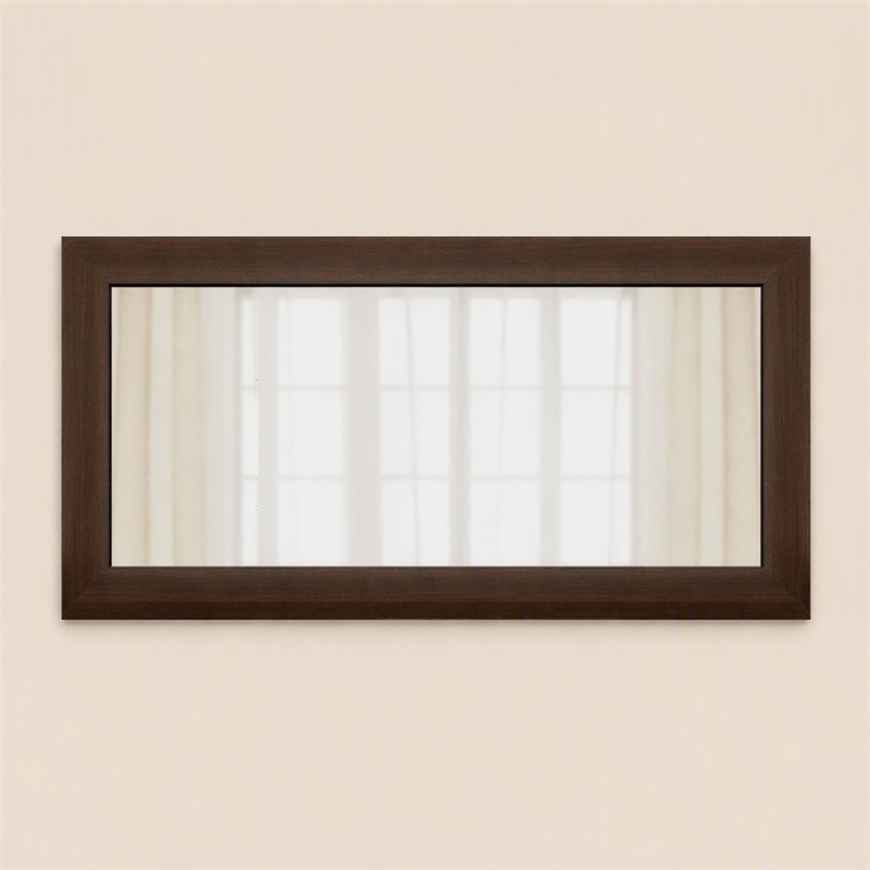 Pemberly Row 28x47 in Rectangular Wood Mirror in Acacia Brown Finish