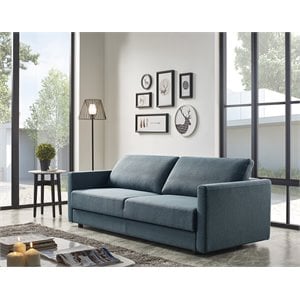 Pemberly Row Polyester Fabric Sofa Bed w/ Storage in Blue-Green Finish