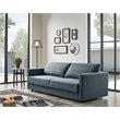 Pemberly Row Polyester Fabric Sofa Bed w/ Storage in Blue-Green Finish