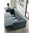 Pemberly Row Polyester Fabric Sofa Bed w/ Storage in Blue-Green Finish
