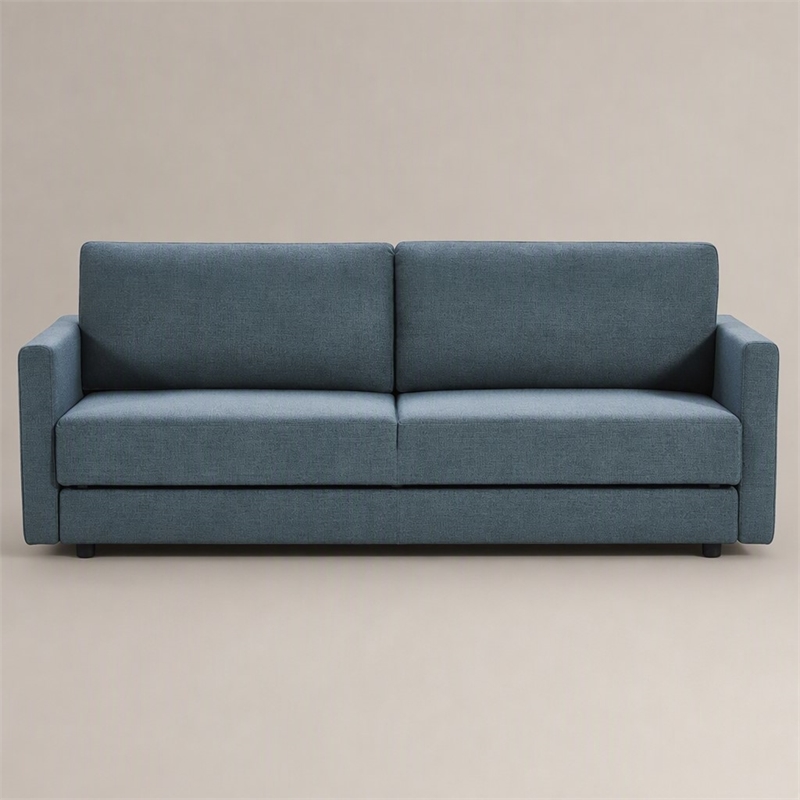 Pemberly Row Polyester Fabric Sofa Bed w/ Storage in Blue-Green Finish
