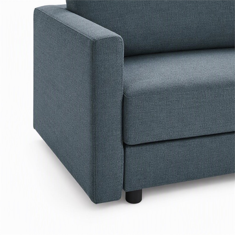 Pemberly Row Polyester Fabric Sofa Bed w/ Storage in Blue-Green Finish