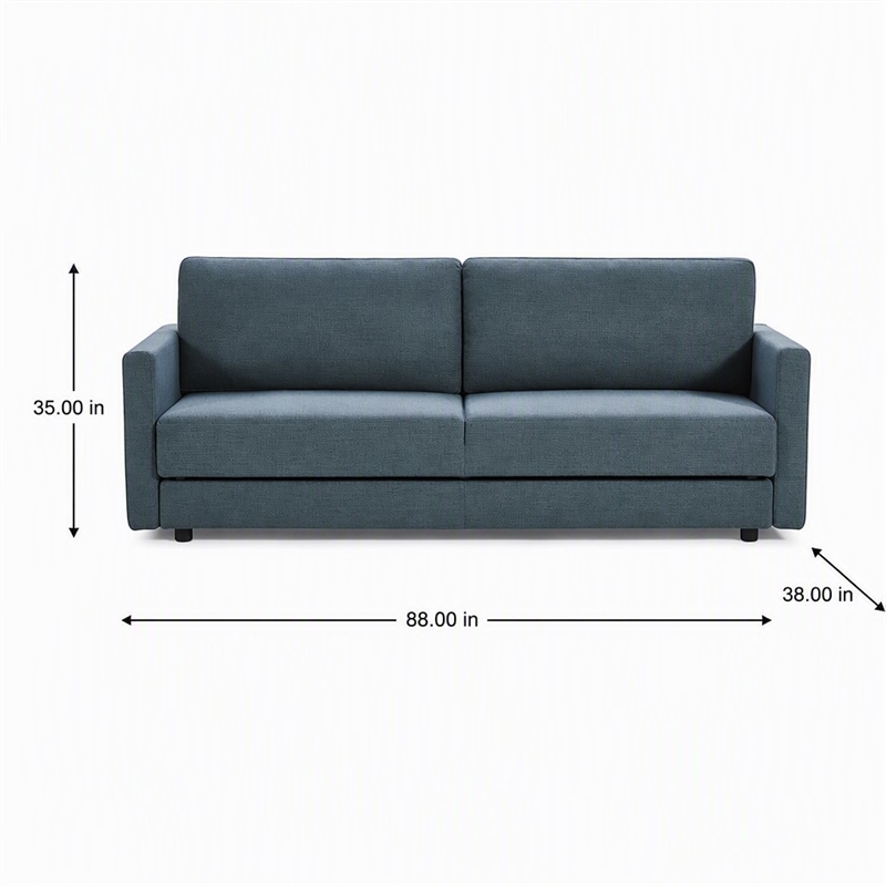 Pemberly Row Polyester Fabric Sofa Bed w/ Storage in Blue-Green Finish