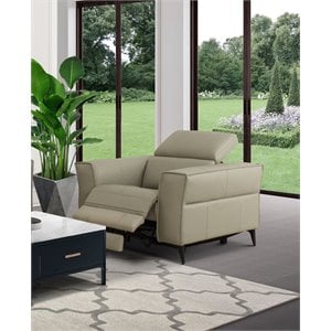 Pemberly Row Leather Armchair with Electric Recliner in Light Gray