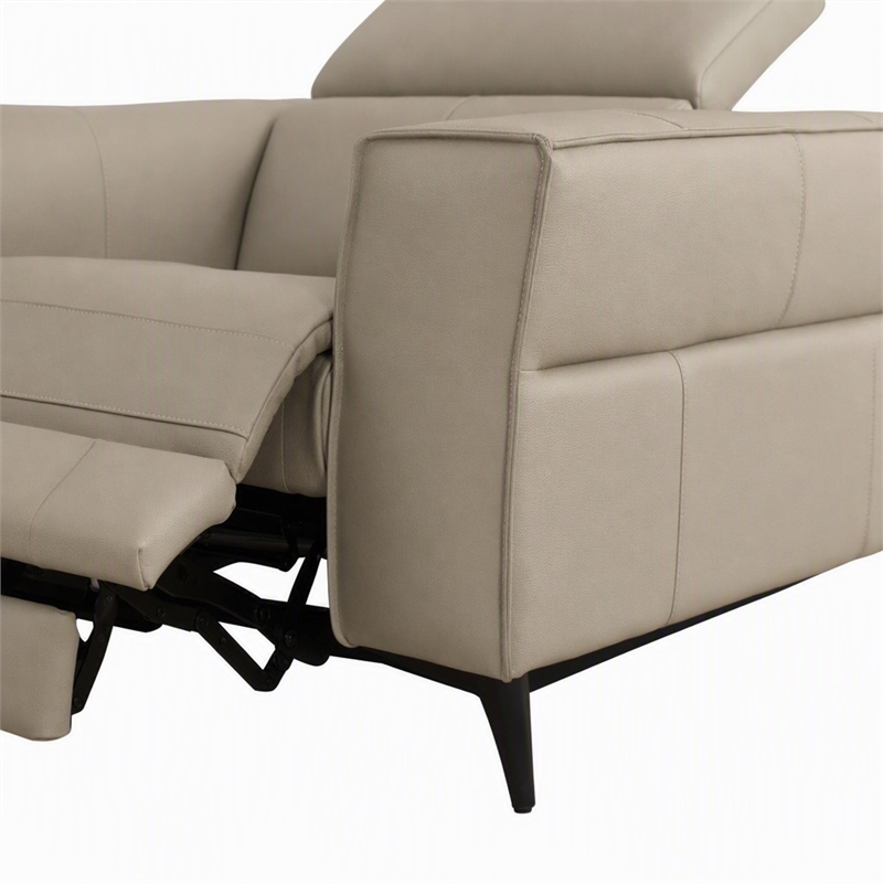 Pemberly Row Leather Armchair with Electric Recliner in Light Gray
