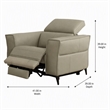 Pemberly Row Leather Armchair with Electric Recliner in Light Gray