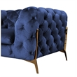 Pemberly Row Transitional Blue Velvet Upholstered Loveseat with Gold Legs